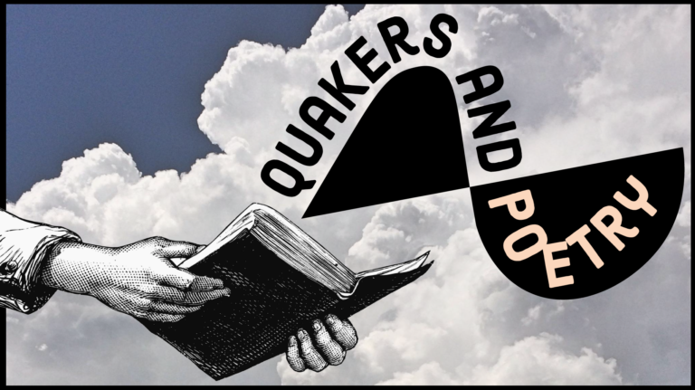 Quakers and Poetry - clouds with an image of hands holding a book